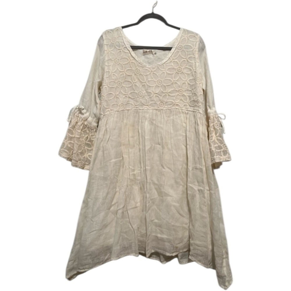 New Bodil White Linen Embroidered Dress B2.
